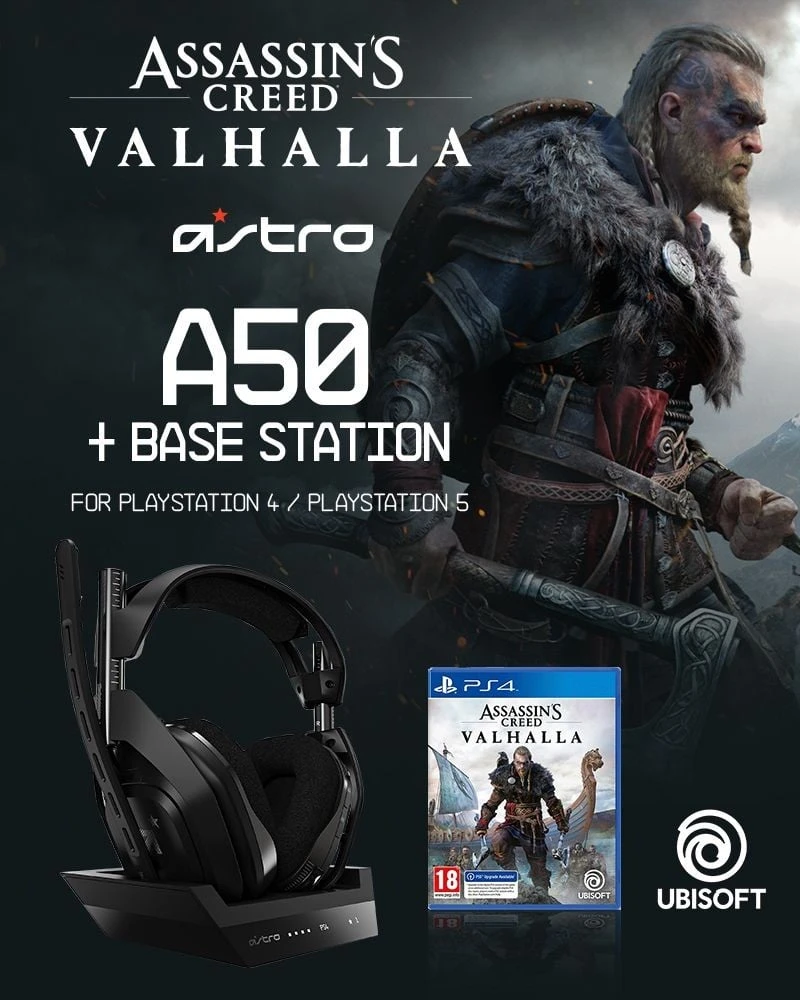 ASTRO - A50 Wireless + Base Station For PS4/PC - GEN4 & Assassin’s Creed: Valhalla PS4 - Bundle 1 ASTRO - A50 Wireless + Base Station For PS4/PC - GEN4 & Assassin’s Creed: Valhalla PS4 - Bundle