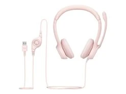 Logitech - H390 Wired Headset For PC/Laptop, Stereo Headphones With Noise Cancelling Microphone, USB-A, ROSE -Elektronicawinkel logitech h390 wired headset for pc laptop stereo headphones with noise cancelling microphone usb rose 2