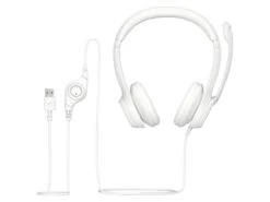 Logitech - H390 Wired Headset For PC/Laptop, Stereo Headphones With Noise Cancelling Microphone, USB-A WHITE -Elektronicawinkel logitech h390 wired headset for pc laptop stereo headphones with noise cancelling microphone usb white 1
