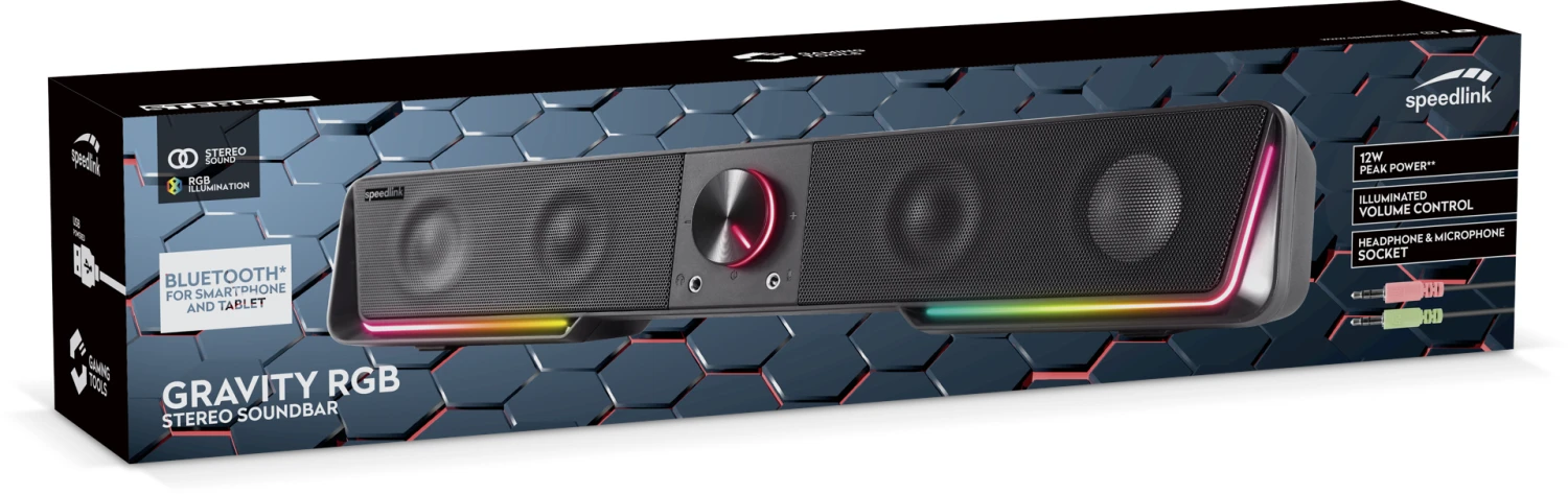 Speedlink - GRAVITY RGB Stereo Soundbar, Black 2 Speedlink - GRAVITY RGB Stereo Soundbar, Black - Afbeelding 2